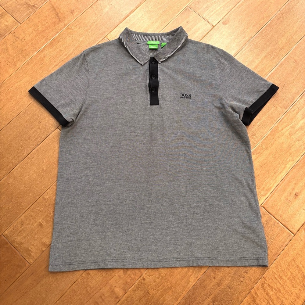BOSS Hugo Boss Men's Gray Shirt Sleeve Cotton Polo Shirt Size XXL Golf Tennis